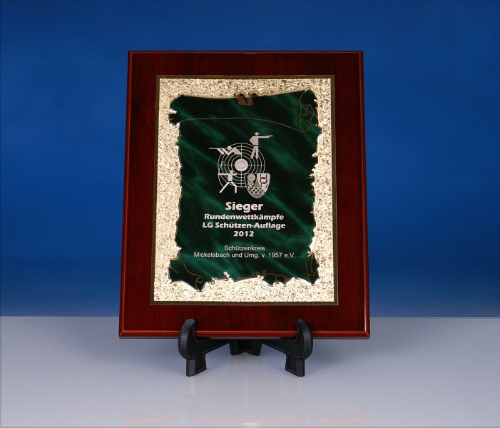 Ehrentafel mit Targa Urkunde grün-25 cm