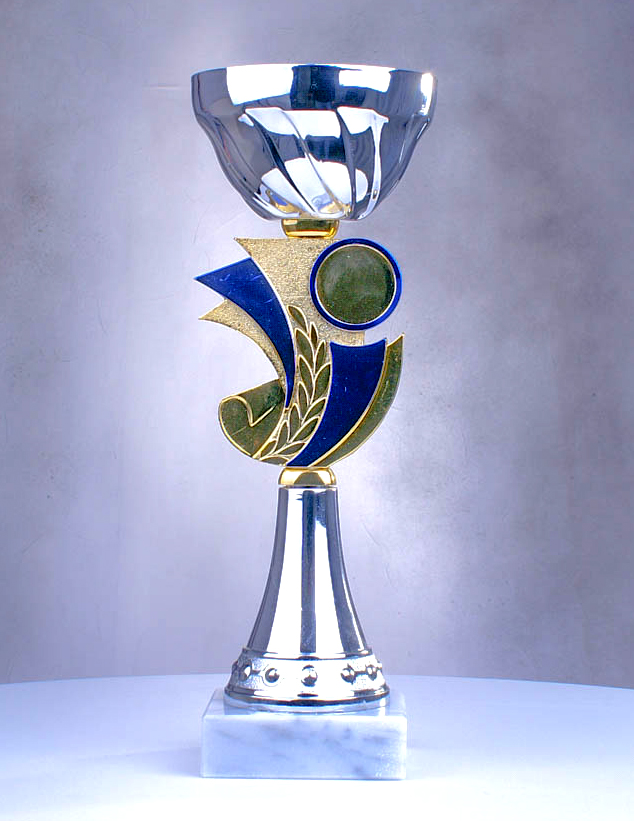 sehr günstige Cup Pokale  silber-blau